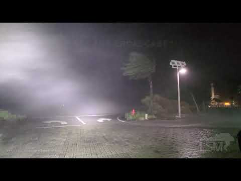 9-16-2020 Orange Beach, Al- Hurricane Sally insane winds in the eyewall, debris hitting car