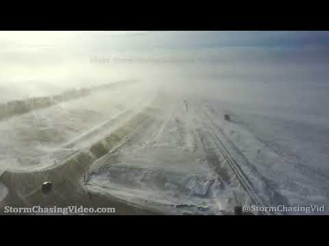 Powerful Ground Blizzard Whiteout Conditions Shuts Down Fargo, ND Roads – 2/18/2022