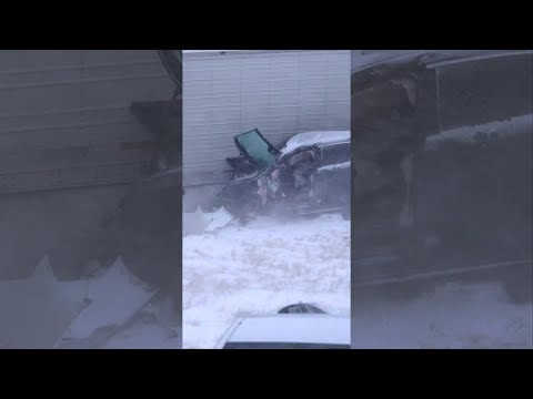 Car Accident Pileup on dangerous winter roads in Illinois