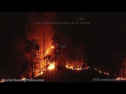 Night Drone Footage Of Panama City, FL Large Wildfire – 3/4/2022