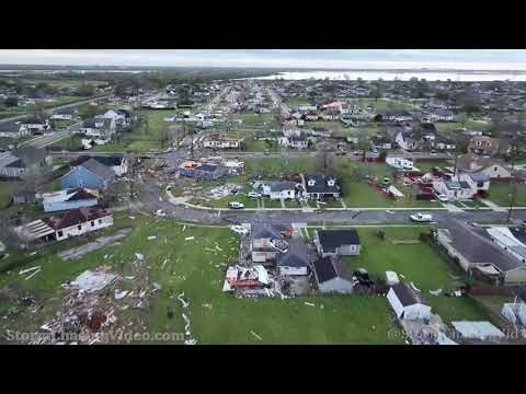Arabi – New Orleans, LA, Drone Footage Of Tornado Damage Path From Start To Finish 4K –  3/23/2022