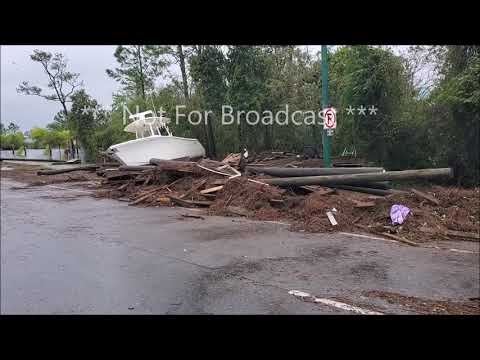 Orange Beach Alabama Sally Damage Boats pushed Ashore 9 16 2020