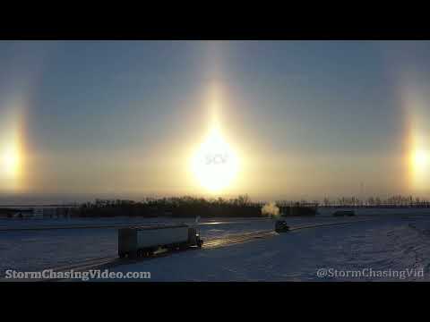 Amazing Sundogs Drone Video – Walcott, ND  – 1/19/2022