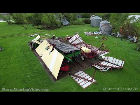 Farmstead Damage with Interview and Drone Damage Tornado – 5/30/2022