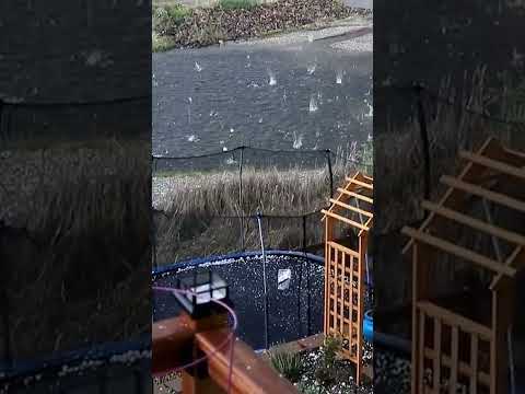 HAIL Pounding My Yard Trampoline! Epic Hail Storms Clip 03 #shorts