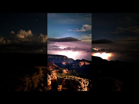 Grand Canyon Lightning Storm Under the Stars! Beautiful Weather #shorts