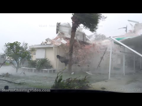 Extreme Debris Filled Winds, Placida, Florida – Hurricane Ian – 9/28/2022
