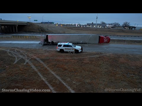 Ice Storm With Semi Blocking Interstate 94, Casselton, ND – 11/10/2022