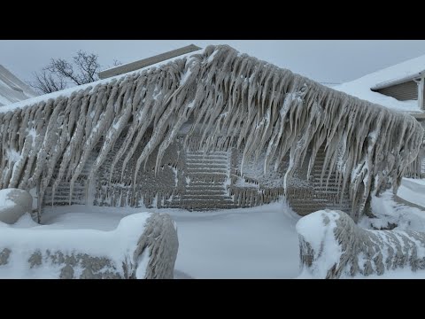 Massive Ice Encases Homes – Snow Storm – Hamburg New York