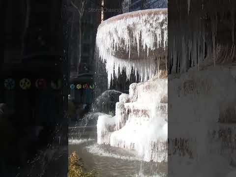 Arctic Blast Freezes Fountain in Times Square Yesterday 2/4/23 #shorts