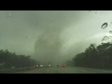 Close Range Damaging Tornado Hits Northeast Little Rock, Arkansas