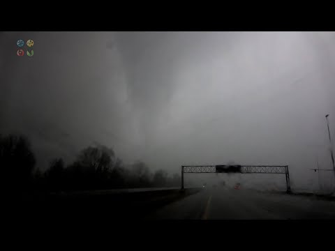 Storm Chasers Almost Hit By Rain Wrapped Cone Tornado, Sherman, IL