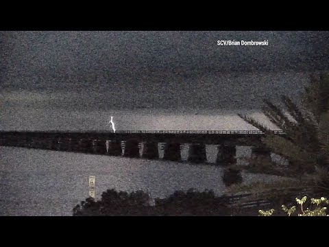 Florida Keys Overnight Lightning Storm Over The Seven Mile Bridge